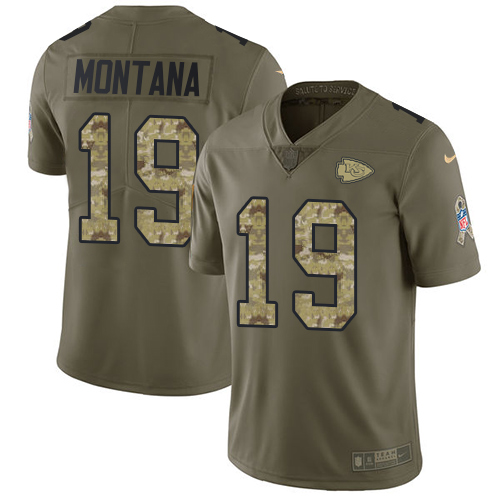 Nike Chiefs #19 Joe Montana Olive/Camo Men's Stitched NFL Limited Salute To Service Jersey